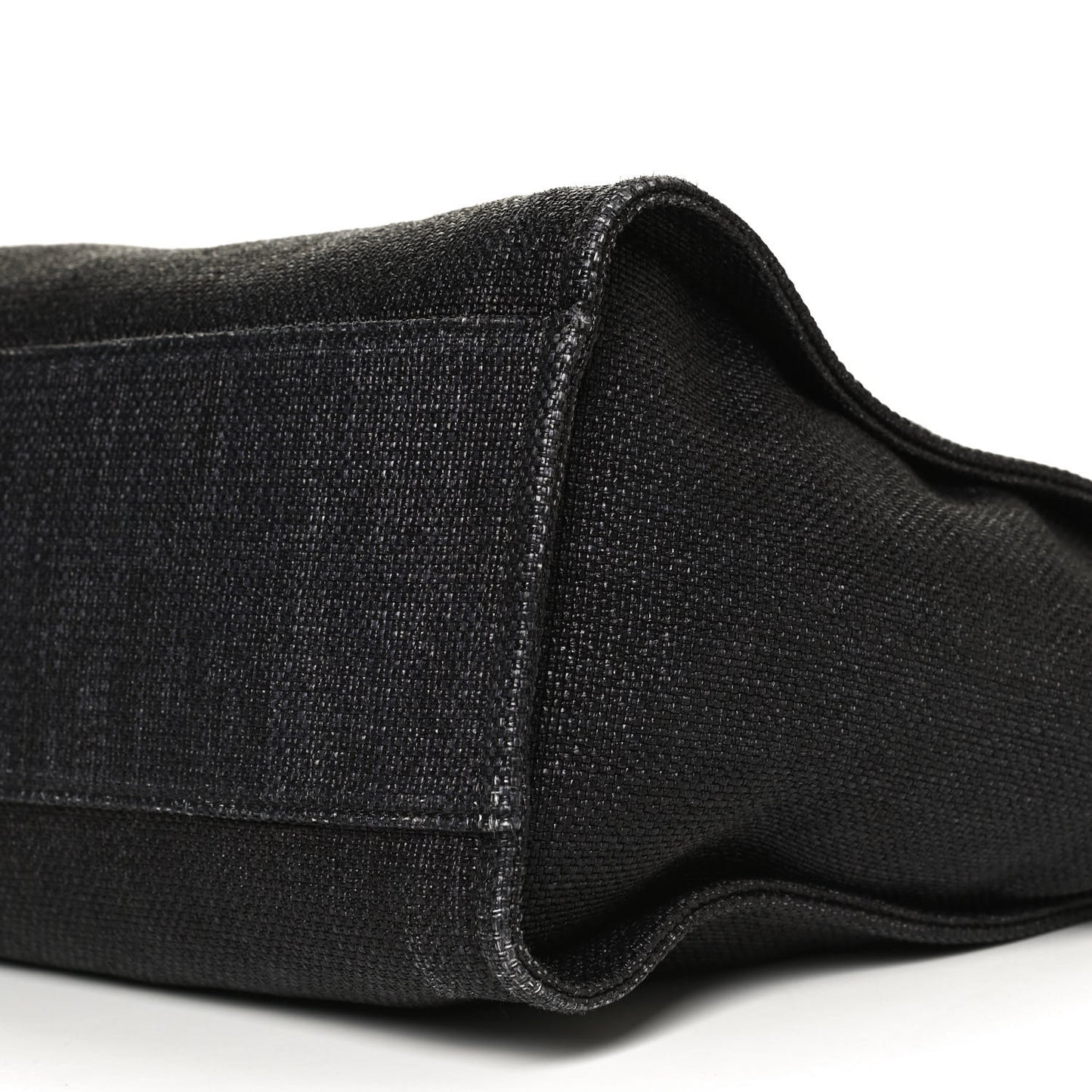 Woven Straw Raffia Medium Deauville Tote Black