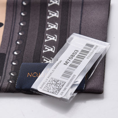 Louis Vuitton Silk Monogram LV World Bandeau Brown 3 of 3