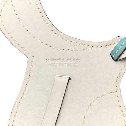 Hermes Swift Paddock Selle Horse Saddle Bag Charm Bleu Atoll White 3 of 4