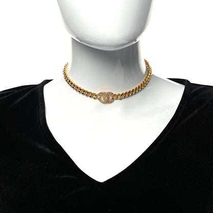 Chanel Crystal Chain Link CC Choker Necklace Gold 2 of 5