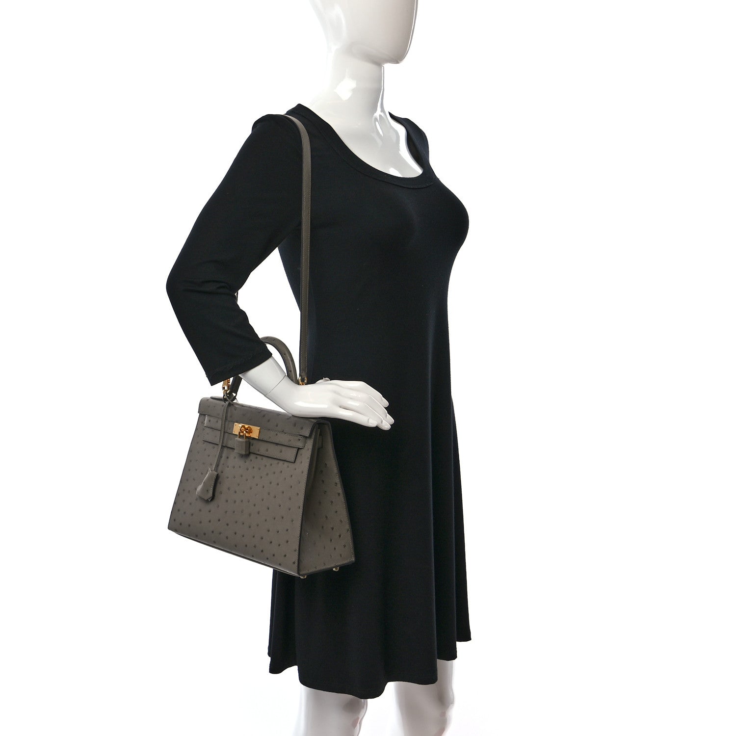 Hermes Ostrich Kelly Sellier 28 Gris Tourterelle 2 of 13