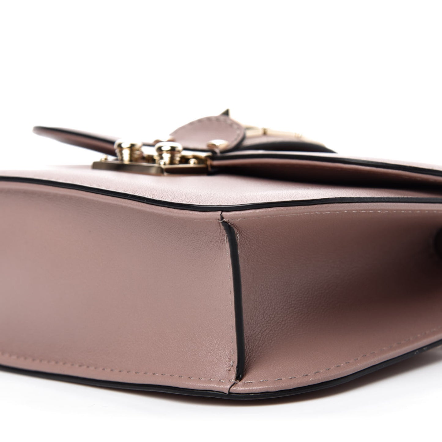 Vitello Small Glam Lock Rockstud Flap Poudre