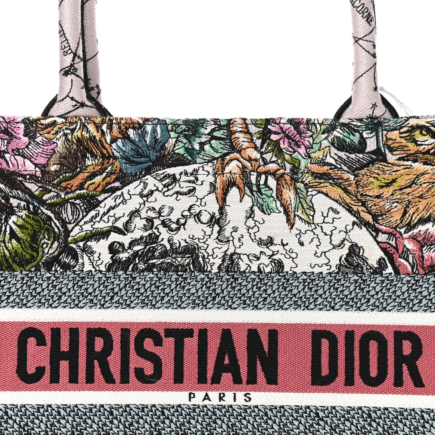 Canvas Embroidered Medium Zodiac Book Tote Latte Multicolor