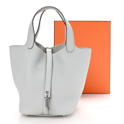 Hermes Taurillon Clemence Picotin Lock 18 PM Bleu Pale 24 of 25