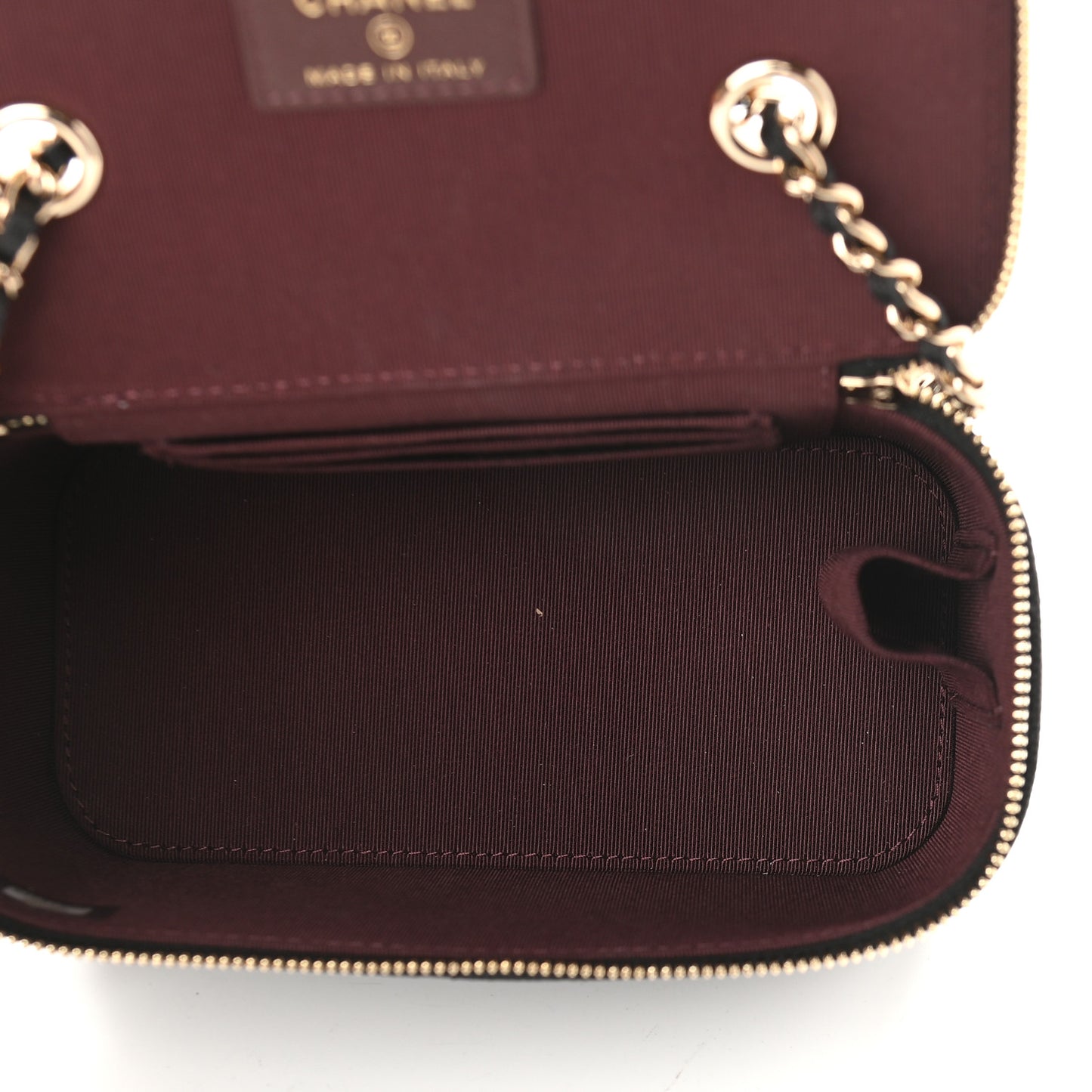 Caviar Quilted Small Vanity Case With Chain Black