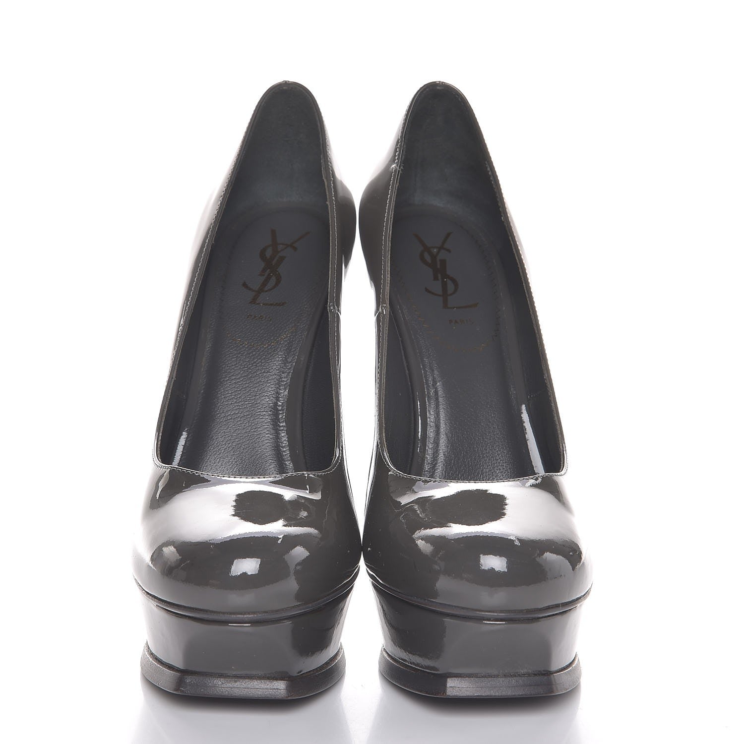 Saint Laurent Patent Tribute 105 Platform Pumps 39 Medium Grey 2 of 15
