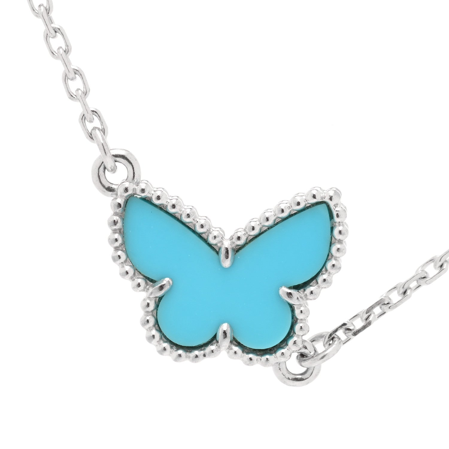 Van Cleef & Arpels 18K White Gold Turquoise Sweet Alhambra Butterfly Bracelet 5 of 5