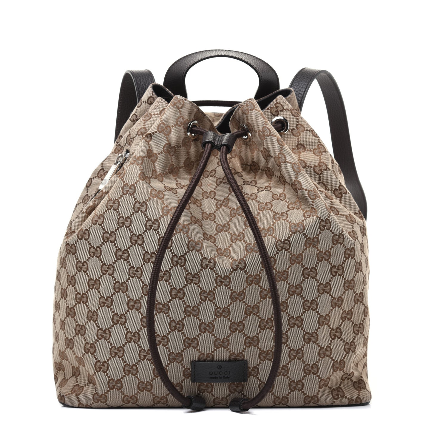 Monogram Dollar Calfskin O Drawstring Backpack Beige Ebony Testa di Moro Dark Chocolate