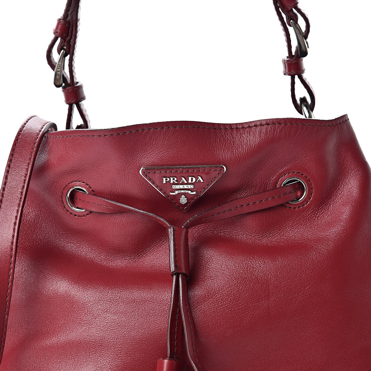 Prada Soft Calfskin Bucket Bag Rubino 8 of 17