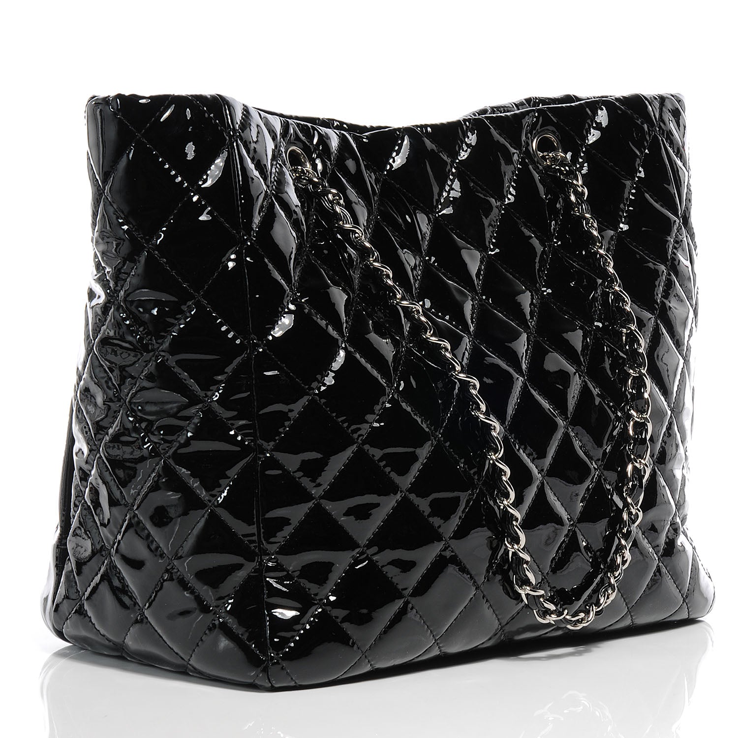 Chanel Patent Quilted Chic and Glitter Large Tote Black 3 of 7