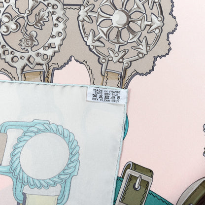 Hermes Silk Cuivreries Scarf 90 Rose Poudre Gris Perle Vert 4 of 5