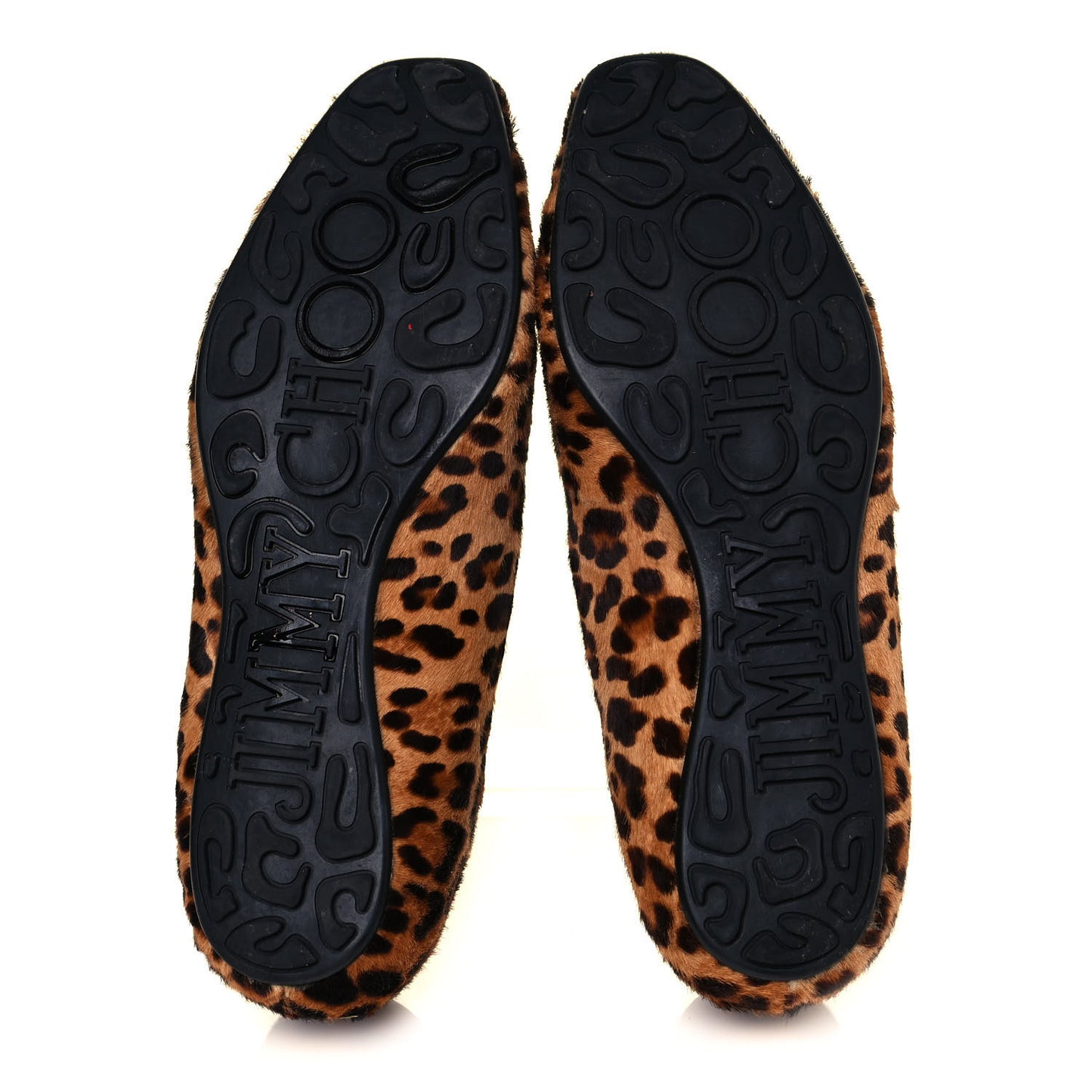 Pony Hair Leopard Print Wheel Jazz Flats 37.5 Brown