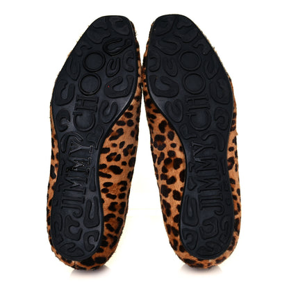 Jimmy Choo Pony Hair Leopard Print Wheel Jazz Flats 37.5 Brown 6 of 9