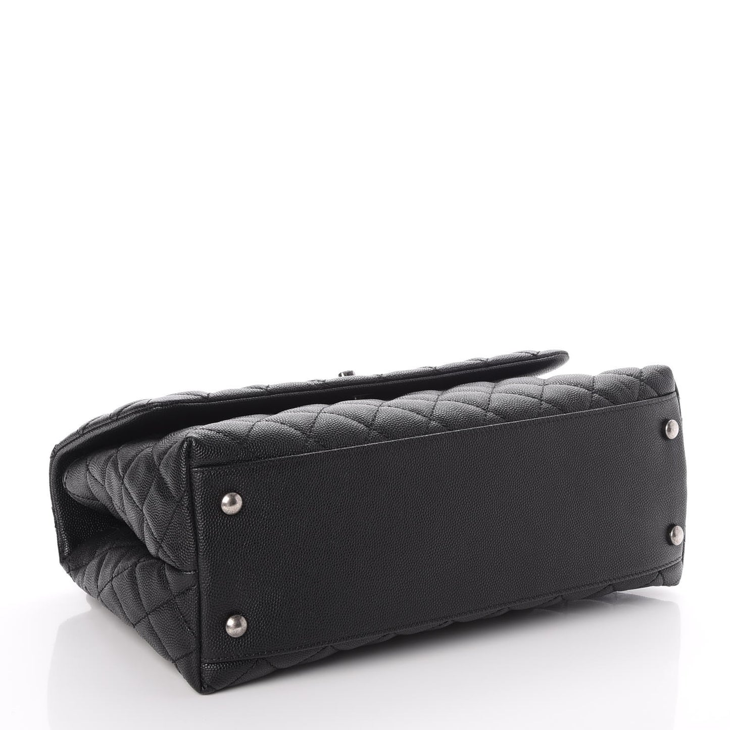 Caviar Lizard Quilted Small Coco Handle Flap Black