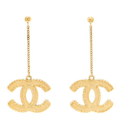 Chanel CC Drop Earrings Matte Gold 1 of 6