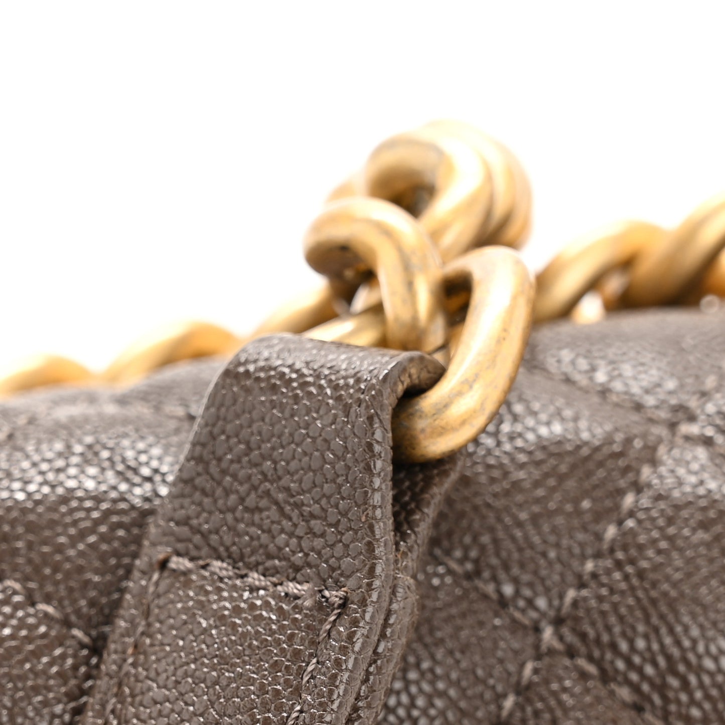 Caviar Quilted Medium Boy Flap Khaki