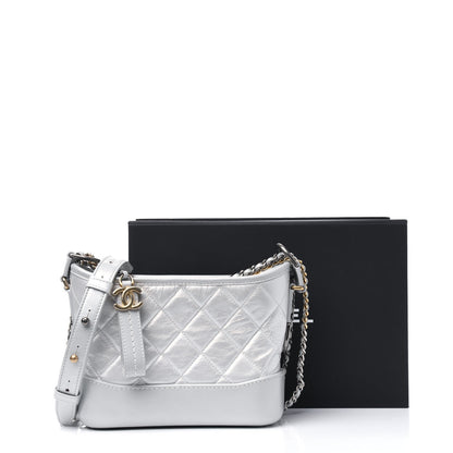 Chanel Metallic Aged Calfskin Quilted Small Gabrielle Hobo Light Silver 11 of 11