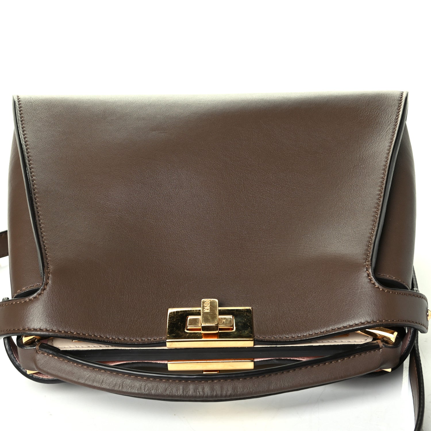 Fendi Vitello Tahiti Burro Bi-Color Medium Peekaboo Iconic Essentially Satchel Maya Camelia Confetto 7 of 7