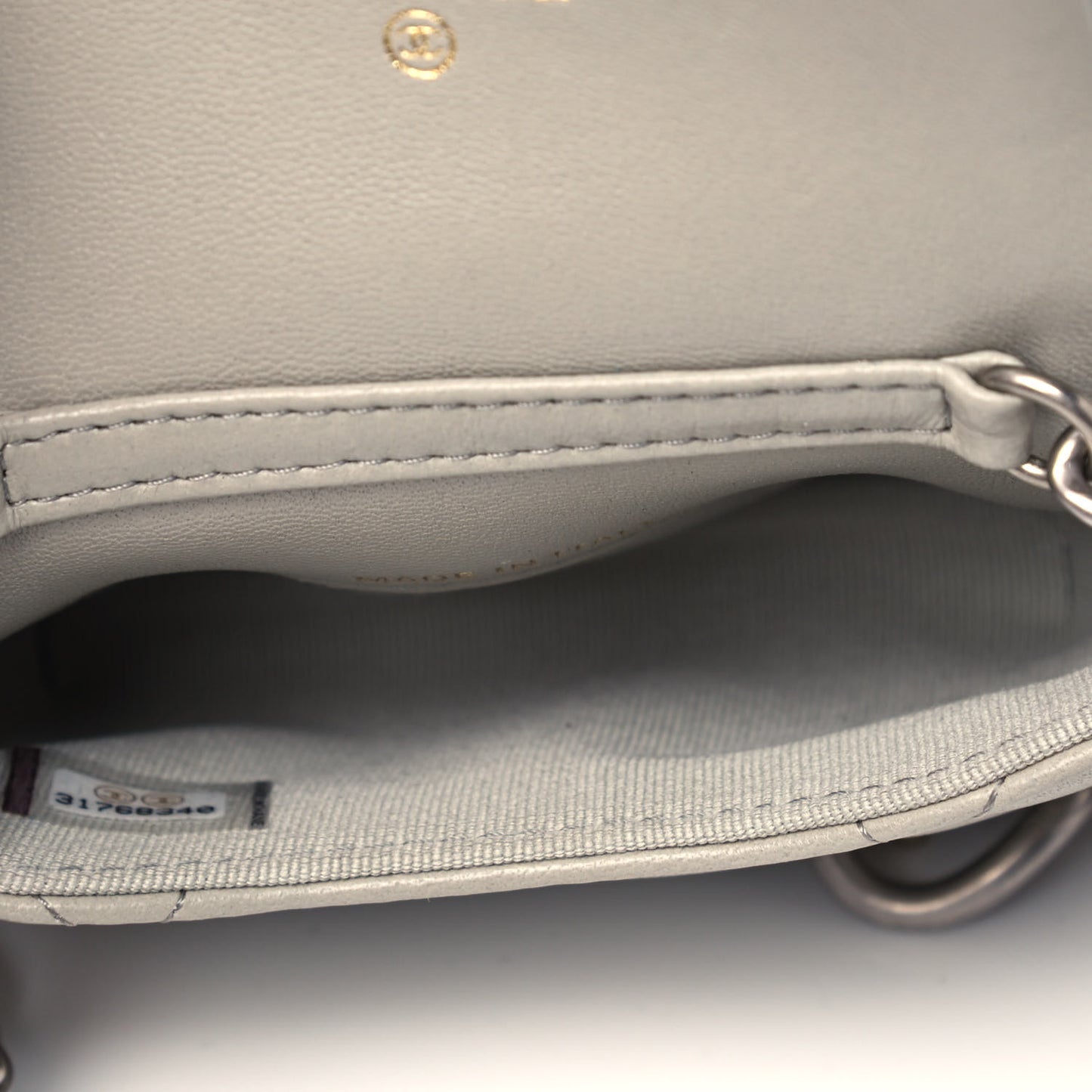 Lambskin Quilted Chanel 19 Flap Belt Bag Grey