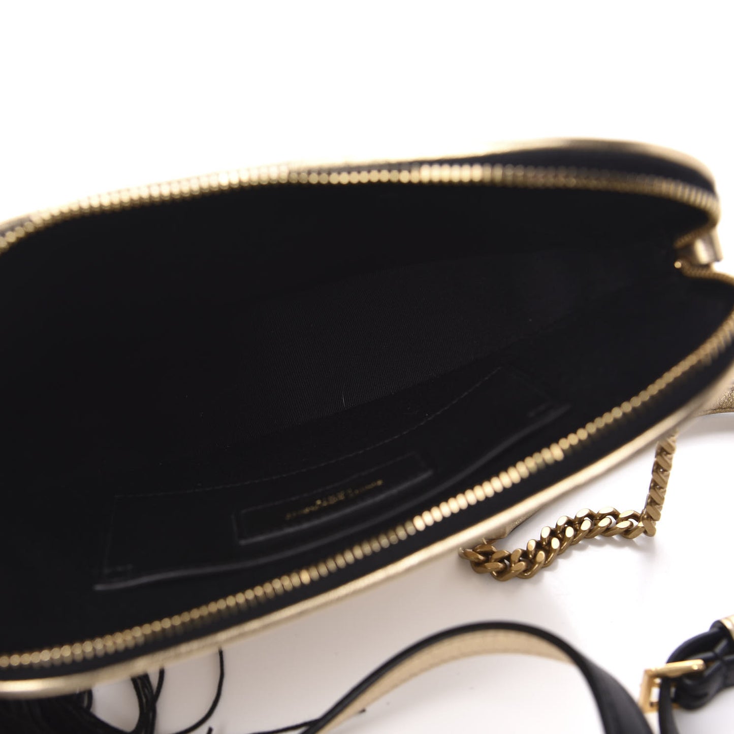 Metallic Calfskin Heart Monogram Crossbody Gold
