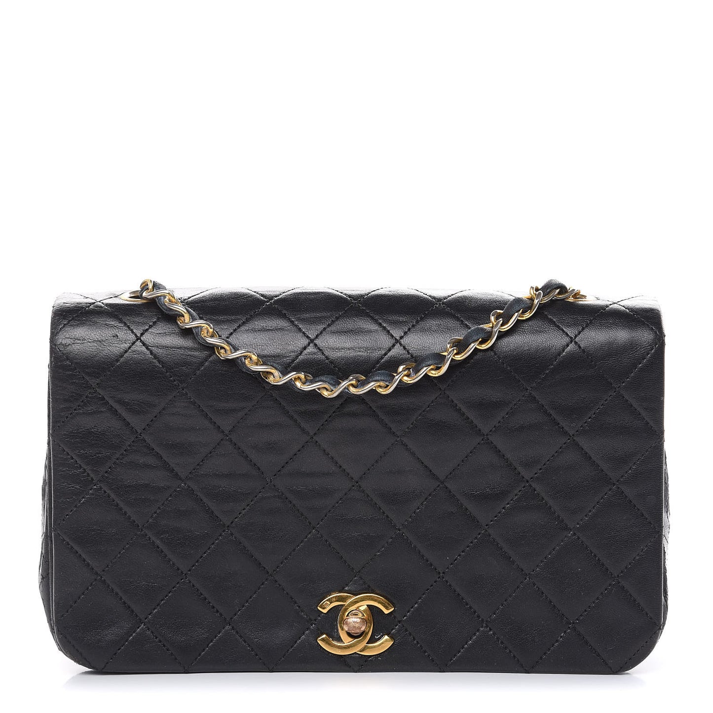 Lambskin Quilted Small Single Flap Black