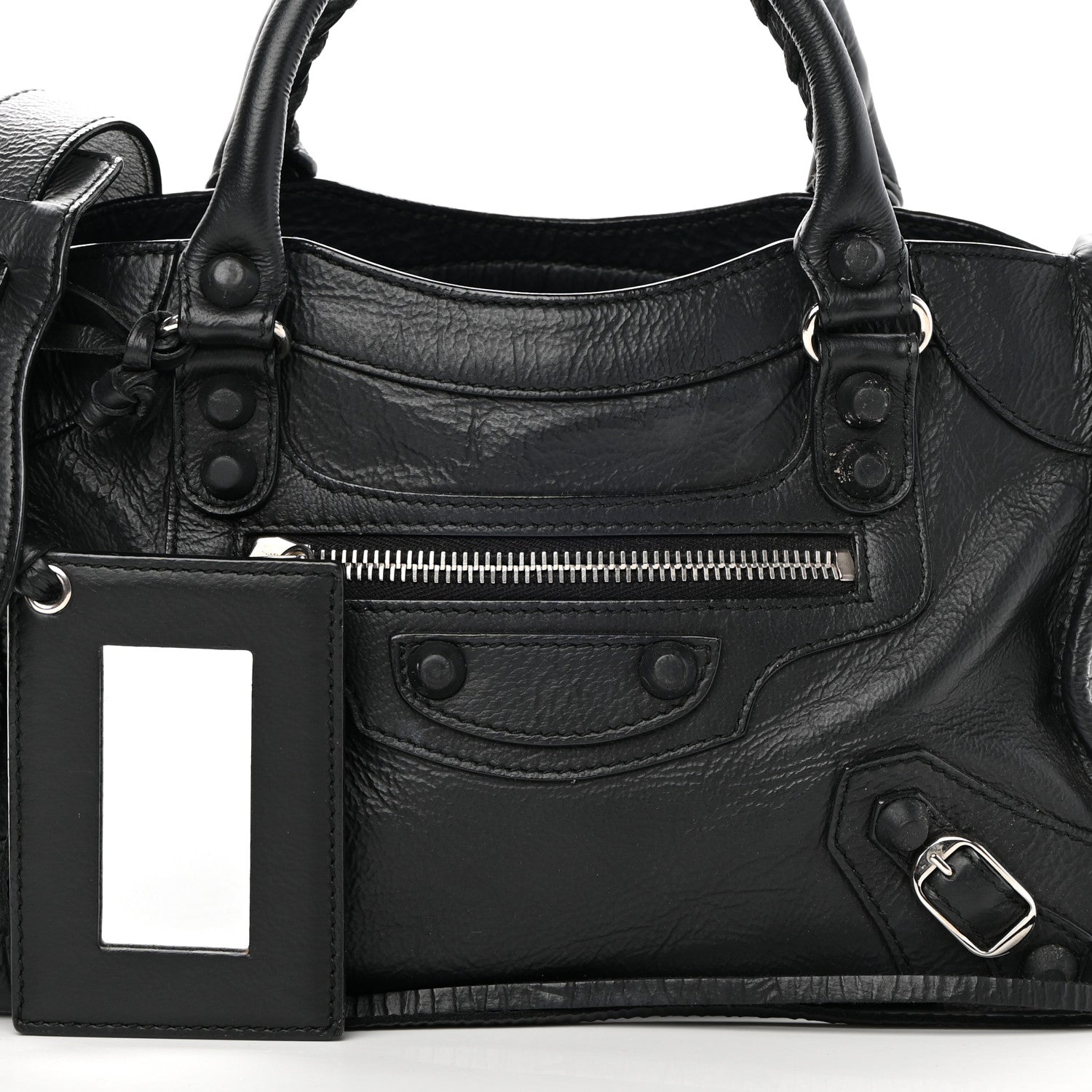 Balenciaga Matte Goatskin Rubber Covered Classic Hardware Mini City Black 8 of 13