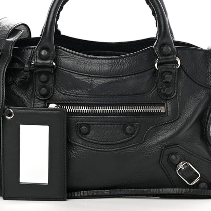 Balenciaga Matte Goatskin Rubber Covered Classic Hardware Mini City Black 8 of 13