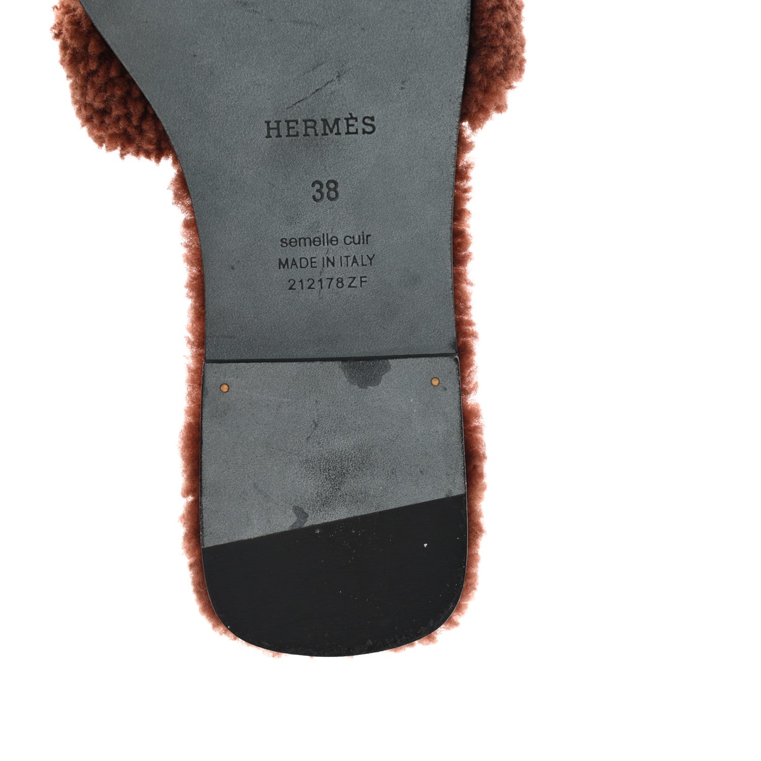 Hermes Woolskin Oran Sandals 38 Cognac 8 of 11