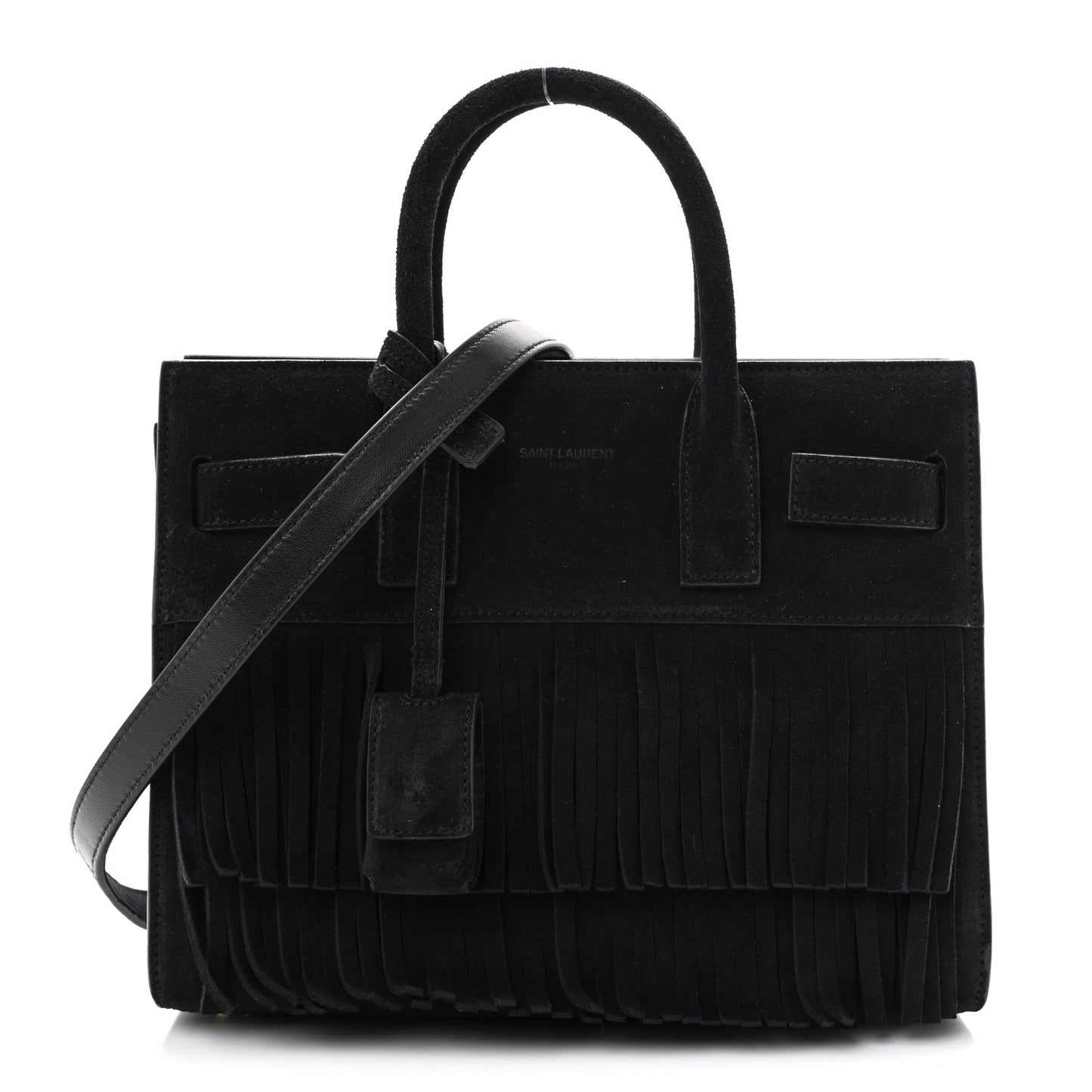 Suede Fringe Nano Sac De Jour Black
