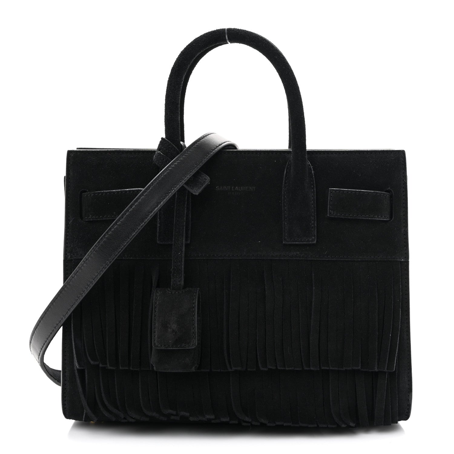 Saint Laurent Suede Fringe Nano Sac De Jour Black 1 of 14