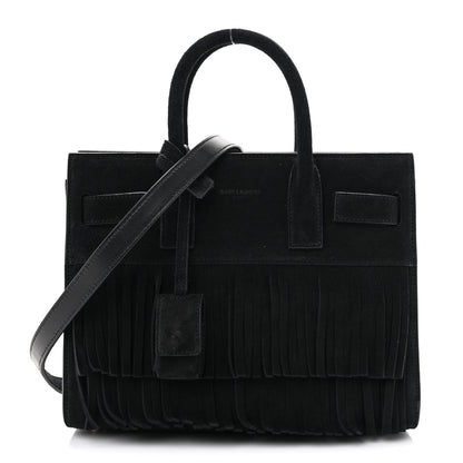 Saint Laurent Suede Fringe Nano Sac De Jour Black 1 of 14