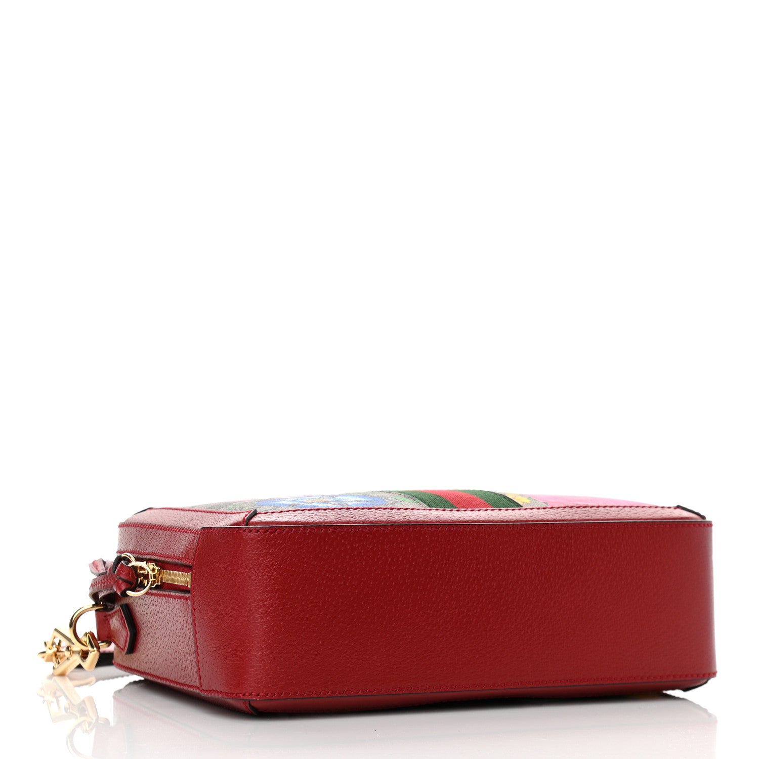 Gucci GG Supreme Monogram Flora Web Small Ophidia Top Handle Shoulder Bag Hibiscus Red 5 of 13