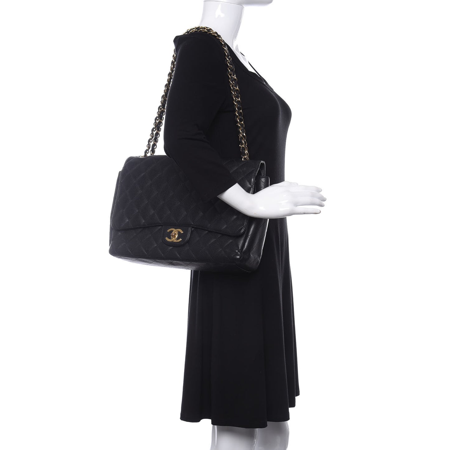 Caviar Quilted Maxi Double Flap Black