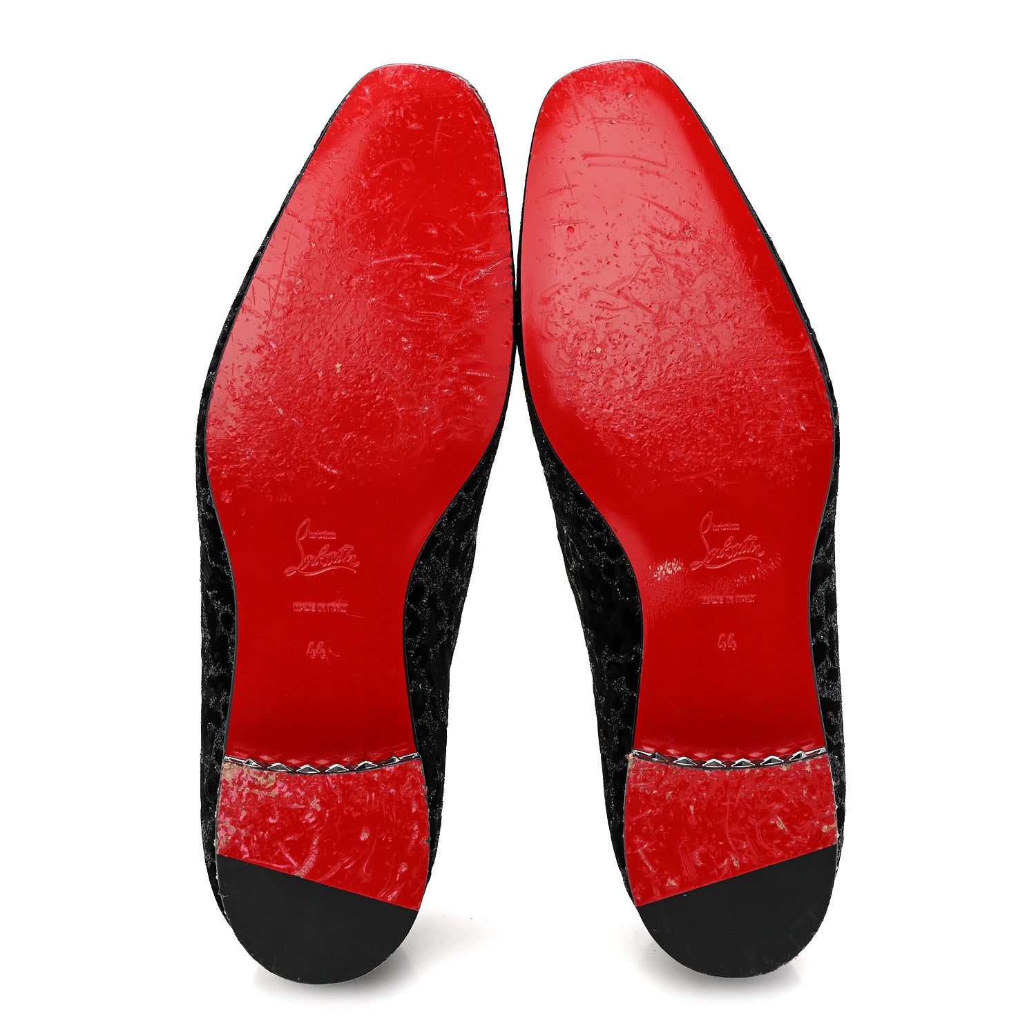 Christian Louboutin Velvet Glitter Mens Dandyrocks Flat Loafers 44 Black 6 of 8