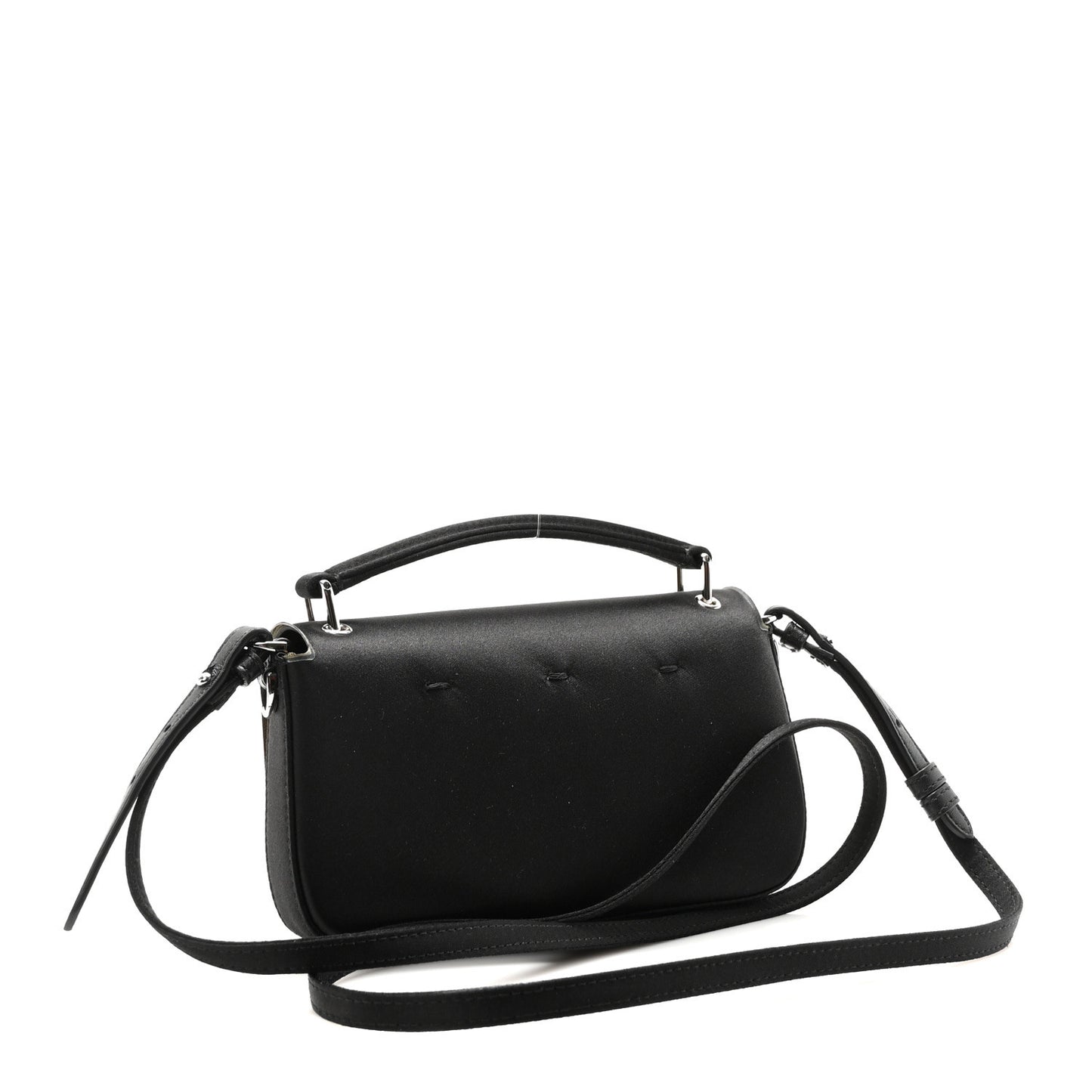 Silk Satin Phone Baguette Black