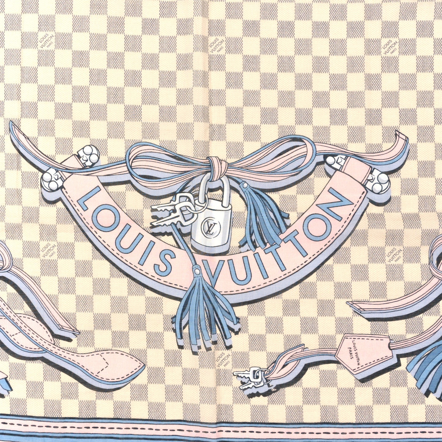 Cotton Damier Azur Straps Stole