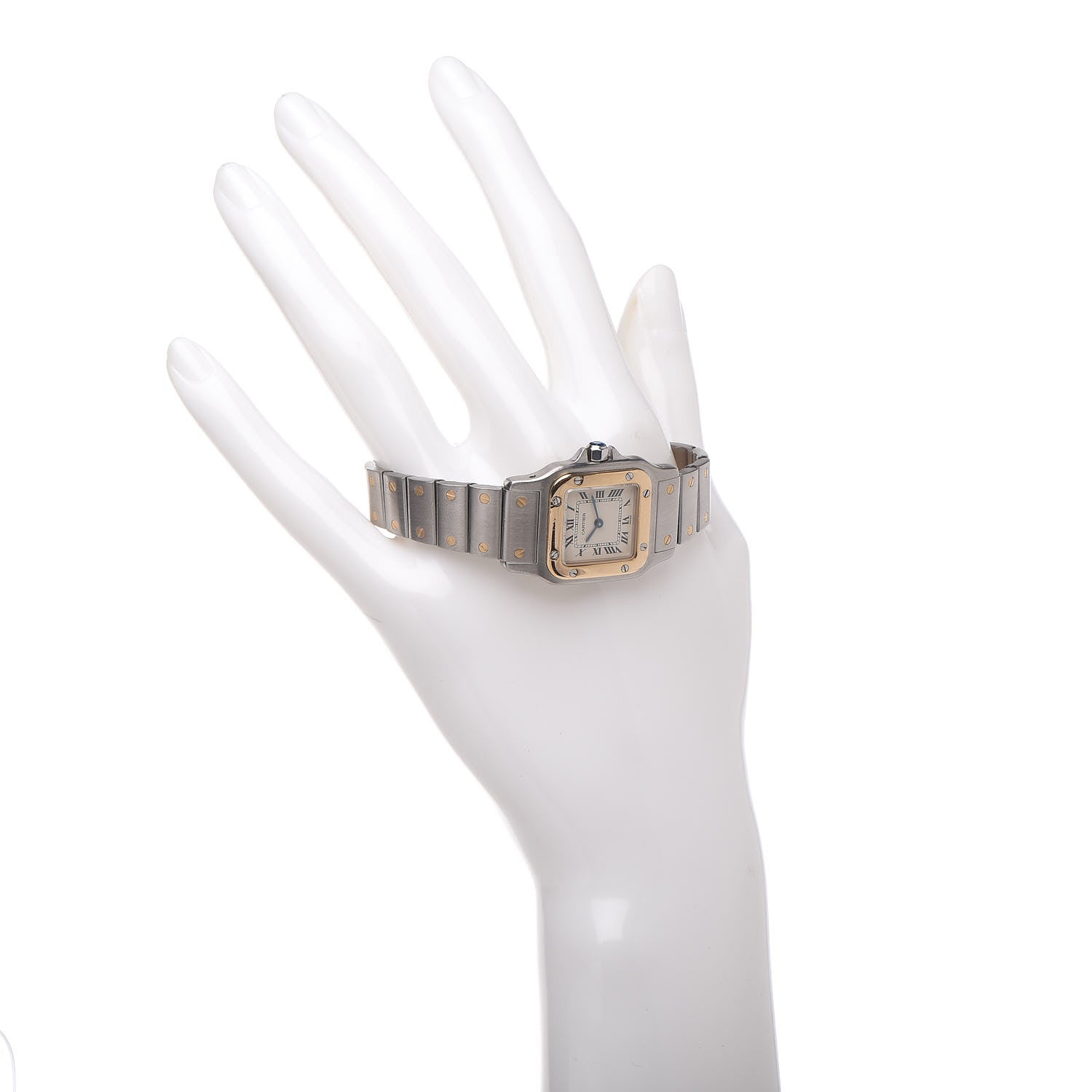 Cartier Stainless Steel 18K Yellow Gold 24mm Santos De Cartier Galbee Quartz Watch 2 of 6