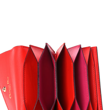 Christian Dior Smooth Calfskin Bi-Color Diorissimo Card Holder Pink Red 7 of 10