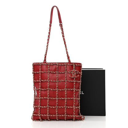 Chanel Lambskin Large Shopping Chain Tote Red 11 of 11