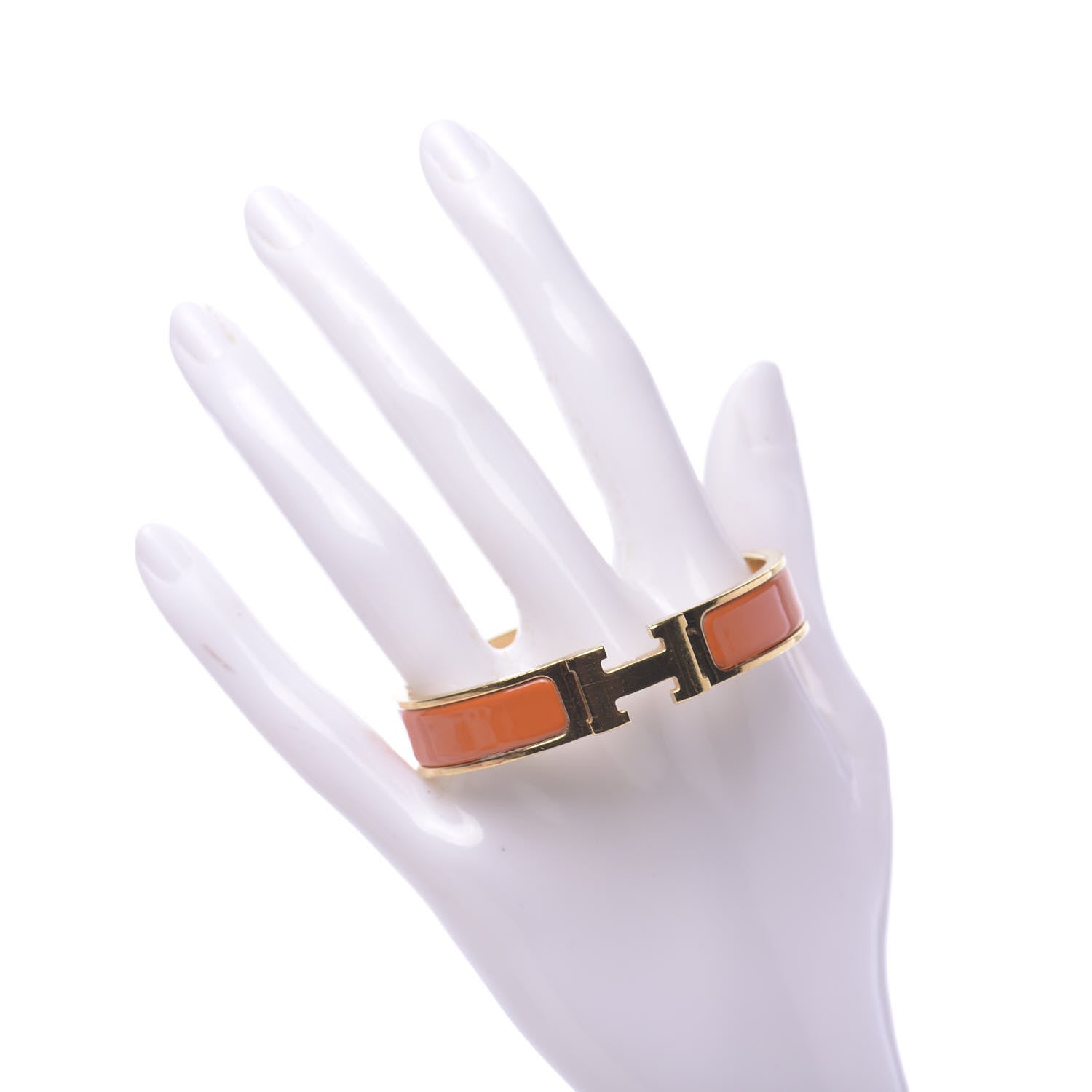Hermes Enamel Narrow Clic Clac H Bracelet GM Orange 2 of 4