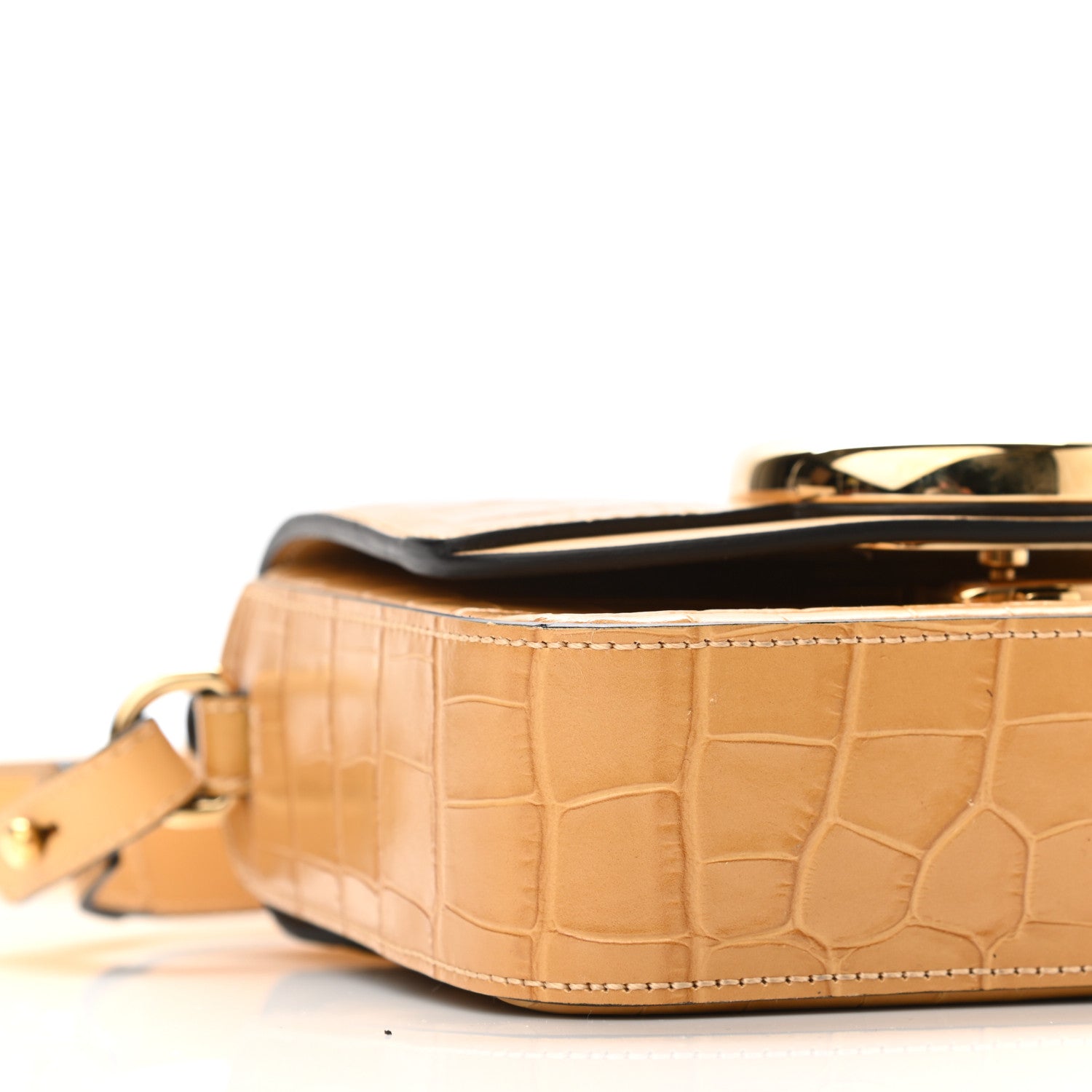 Chloe Calfskin Crocodile Embossed Mini C Double Carry Honey Gold 8 of 9