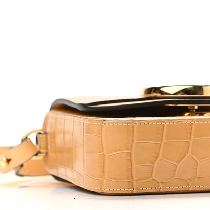 Chloe Calfskin Crocodile Embossed Mini C Double Carry Honey Gold 8 of 9