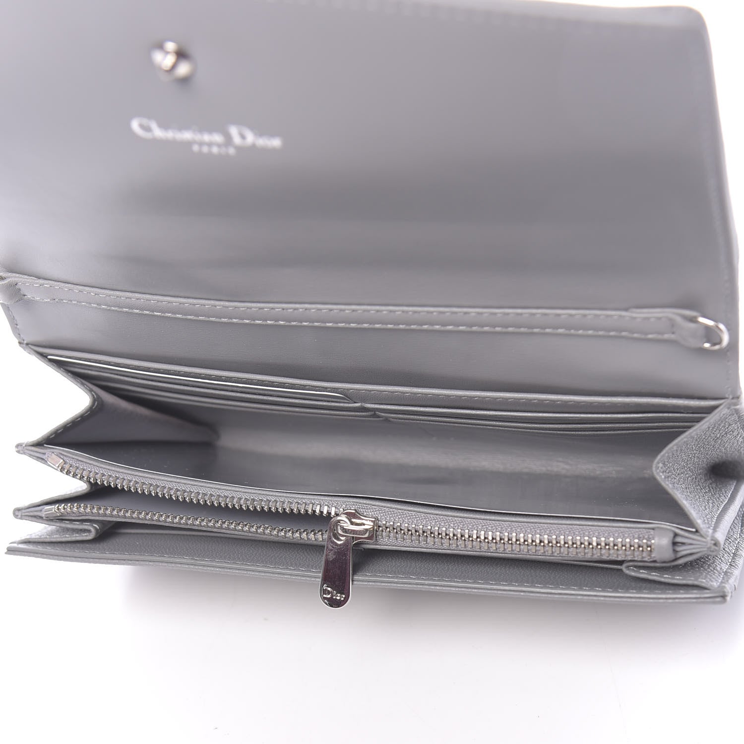 Christian Dior Grained Calfskin Diorama Croisiere Chain Wallet Gris 5 of 10