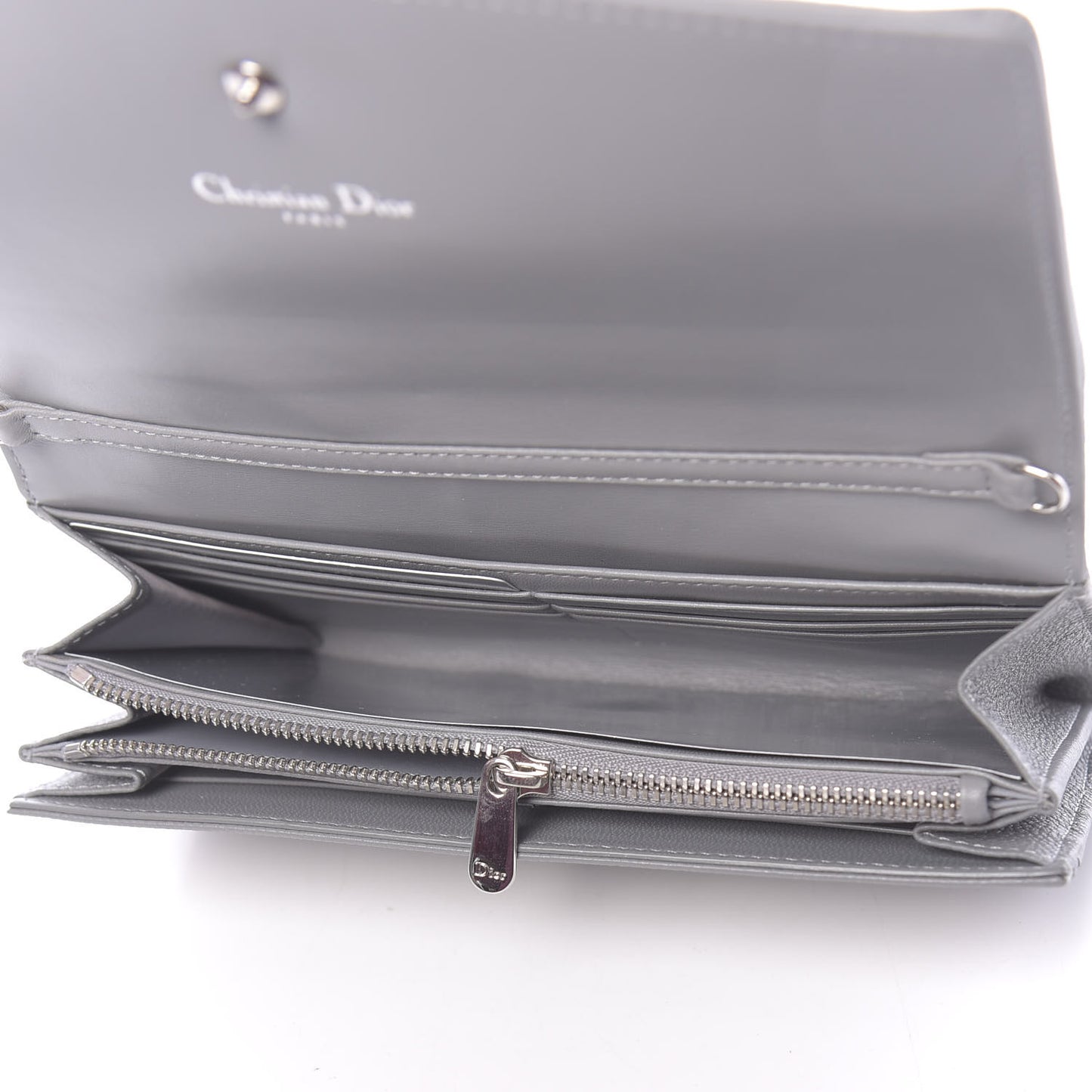 Grained Calfskin Diorama Croisiere Chain Wallet Gris