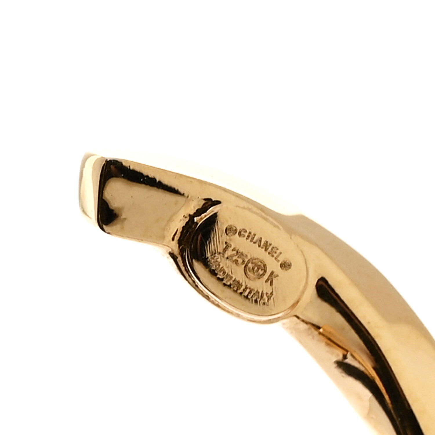 Chanel Metal Crystal Studded CC Hoop Earrings Gold 4 of 5