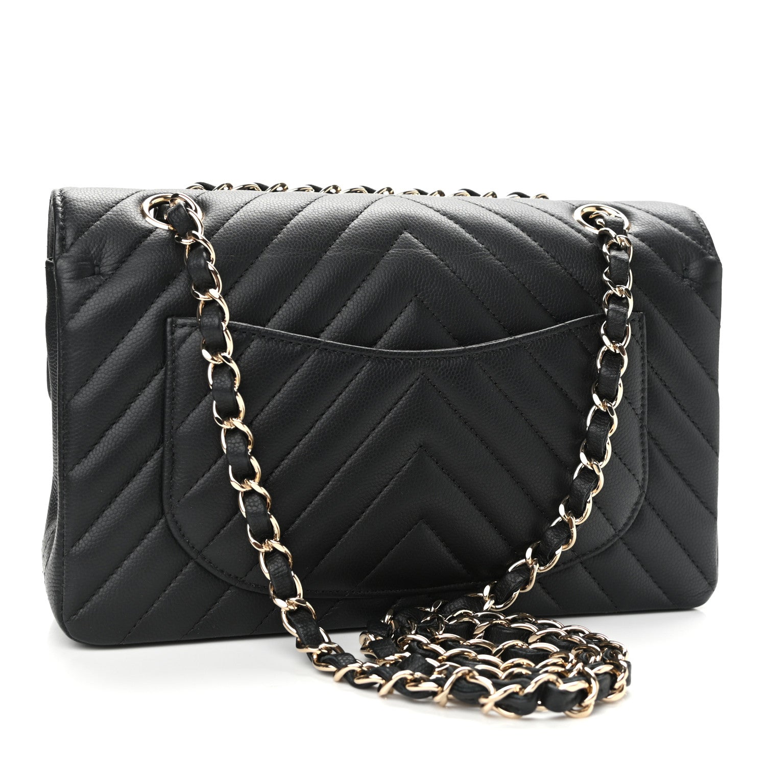 Chanel Caviar Chevron Quilted Small Double Flap Black 3 of 12