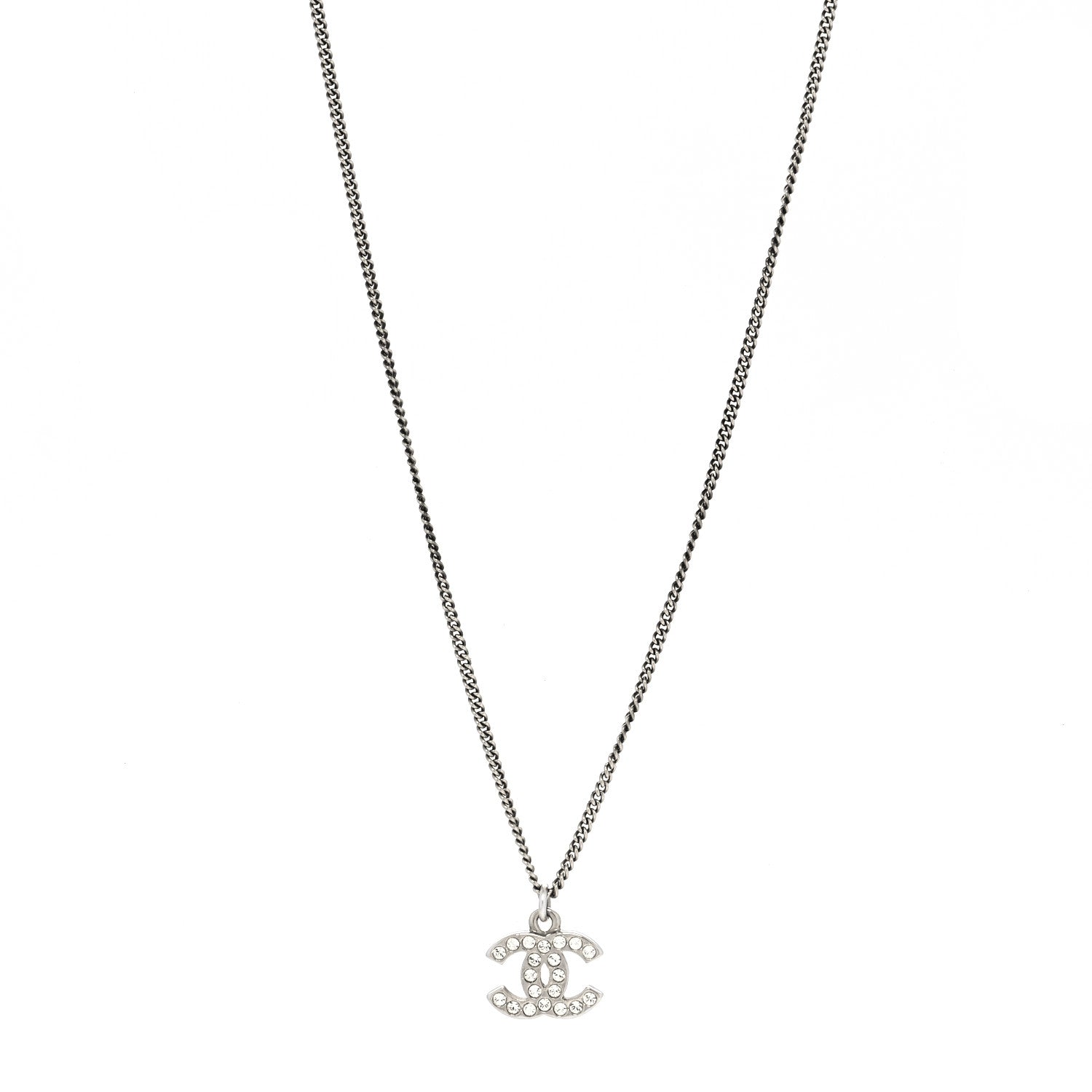 Chanel Crystal Timeless CC Necklace Silver 1 of 5