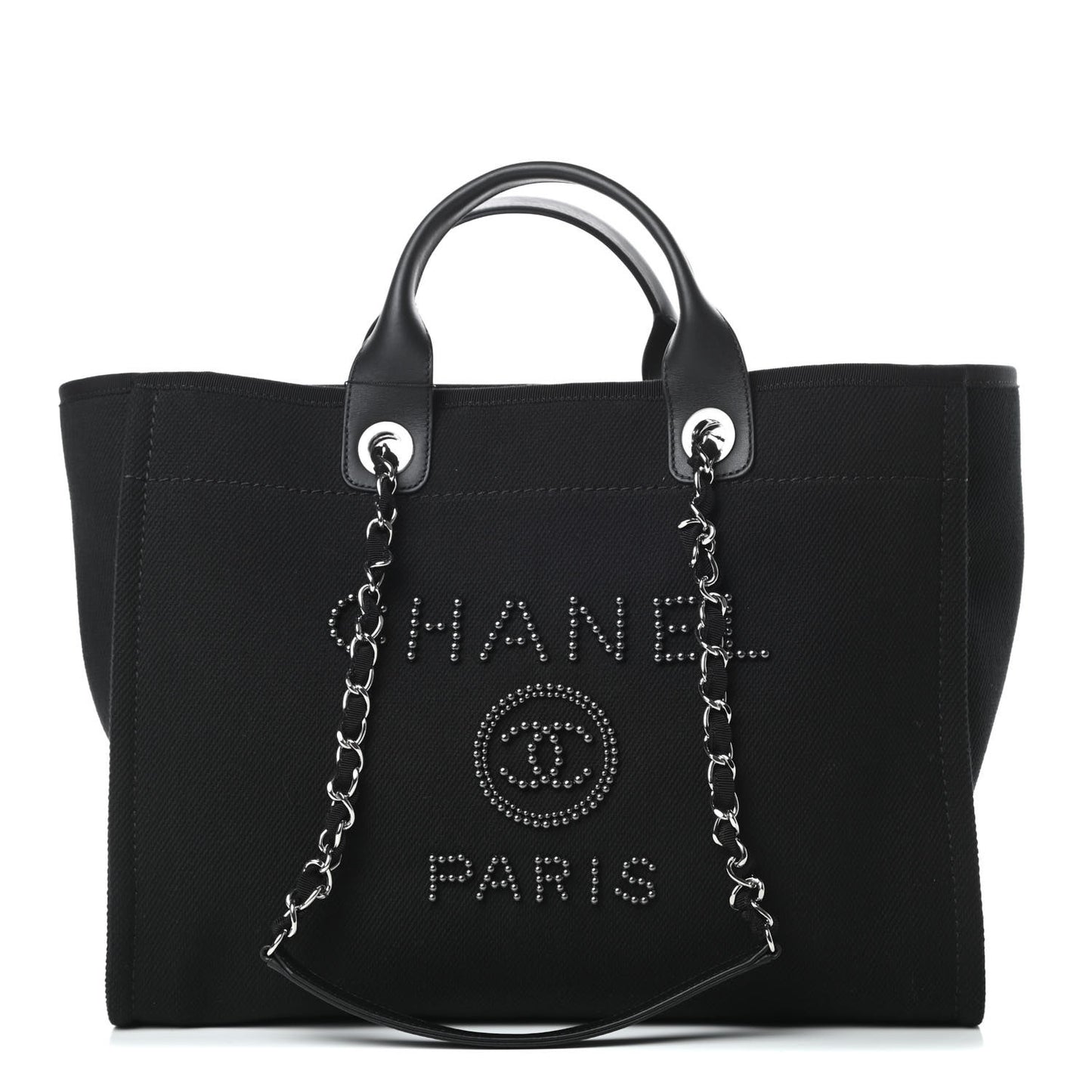 Canvas Pearl Medium Deauville Tote Black