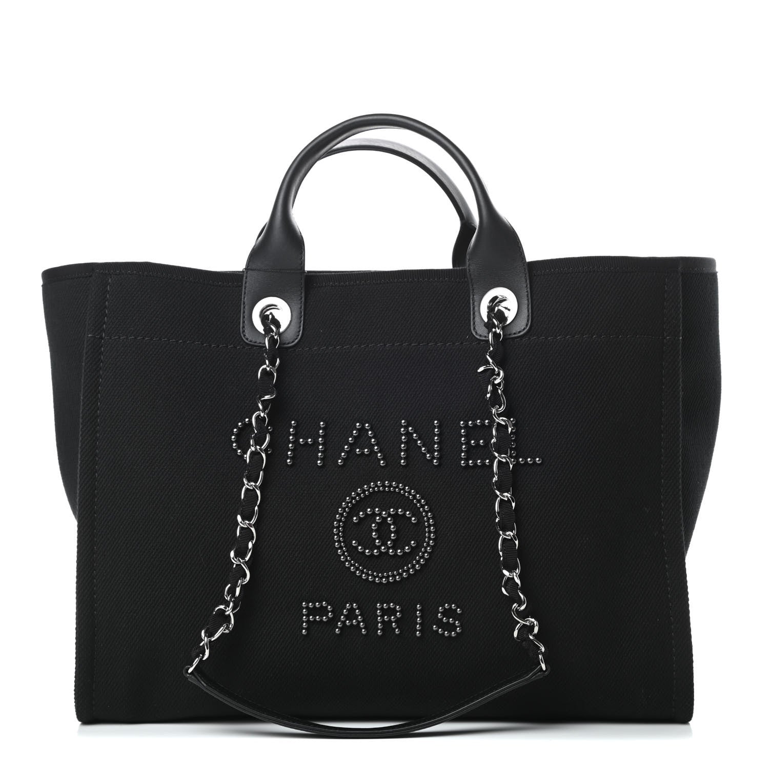 Chanel Canvas Pearl Medium Deauville Tote Black 1 of 11