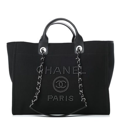 Chanel Canvas Pearl Medium Deauville Tote Black 1 of 11